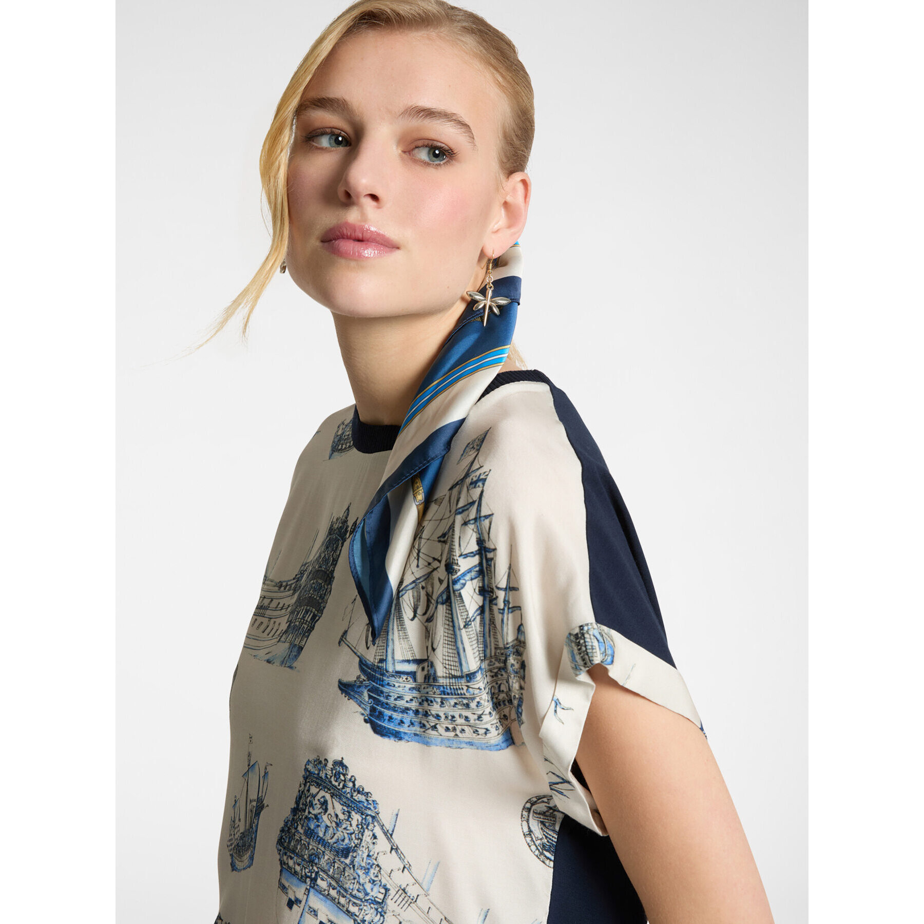 Elena Mirò - Camiseta con estampado de barcos - Blanco