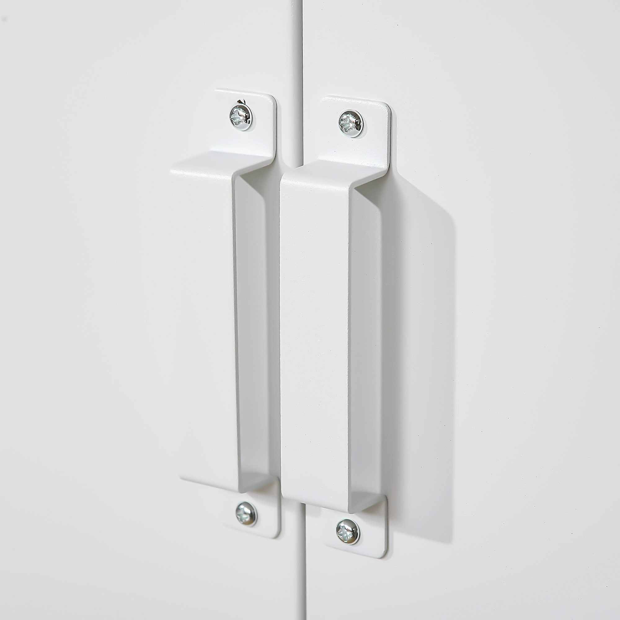 Armoire de rangement métal design industriel - 2 étagères - structure piètement tôle métal blanc