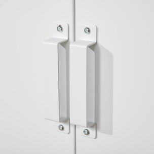 Armoire de rangement métal design industriel - 2 étagères - structure piètement tôle métal blanc