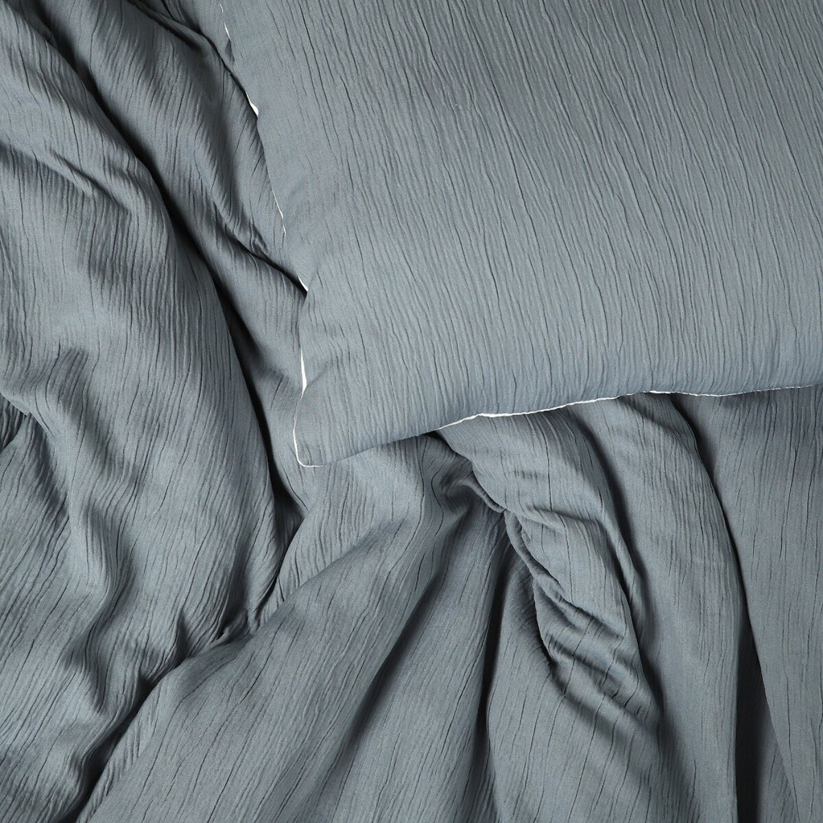 Parure housse de couette gaze de microfibre bleu petrole