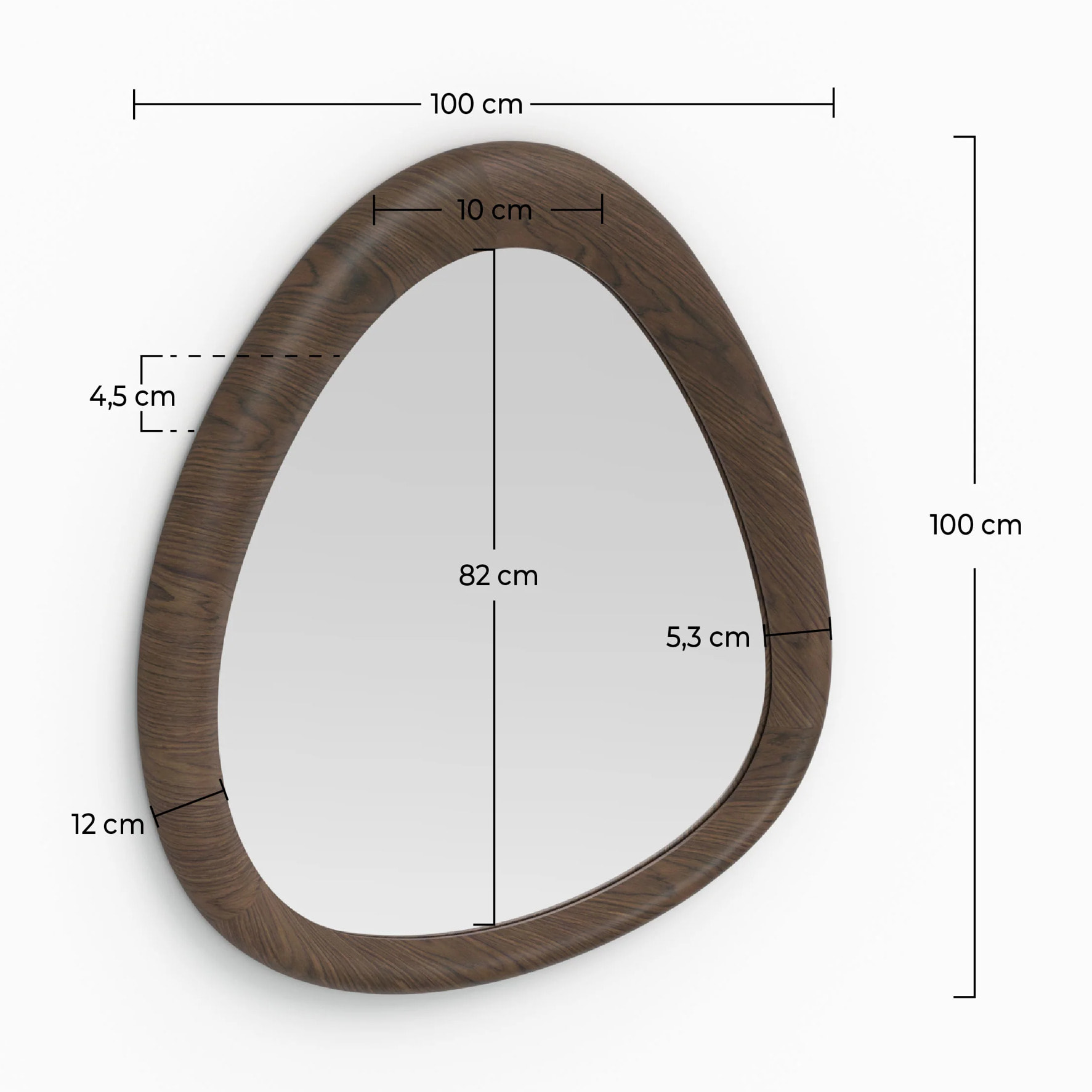 Miroir organique en placage noyer, D100 cm - Yoko
