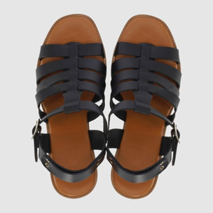 Sandalias de Piel - Negro - Tacón: 9 cm