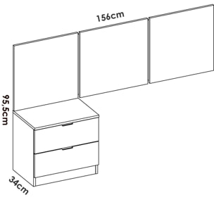 Testiera letto Chanhom, Spalliera, Testata per camera da letto, Poggiatesta, 157x34 h96 cm, Bianco