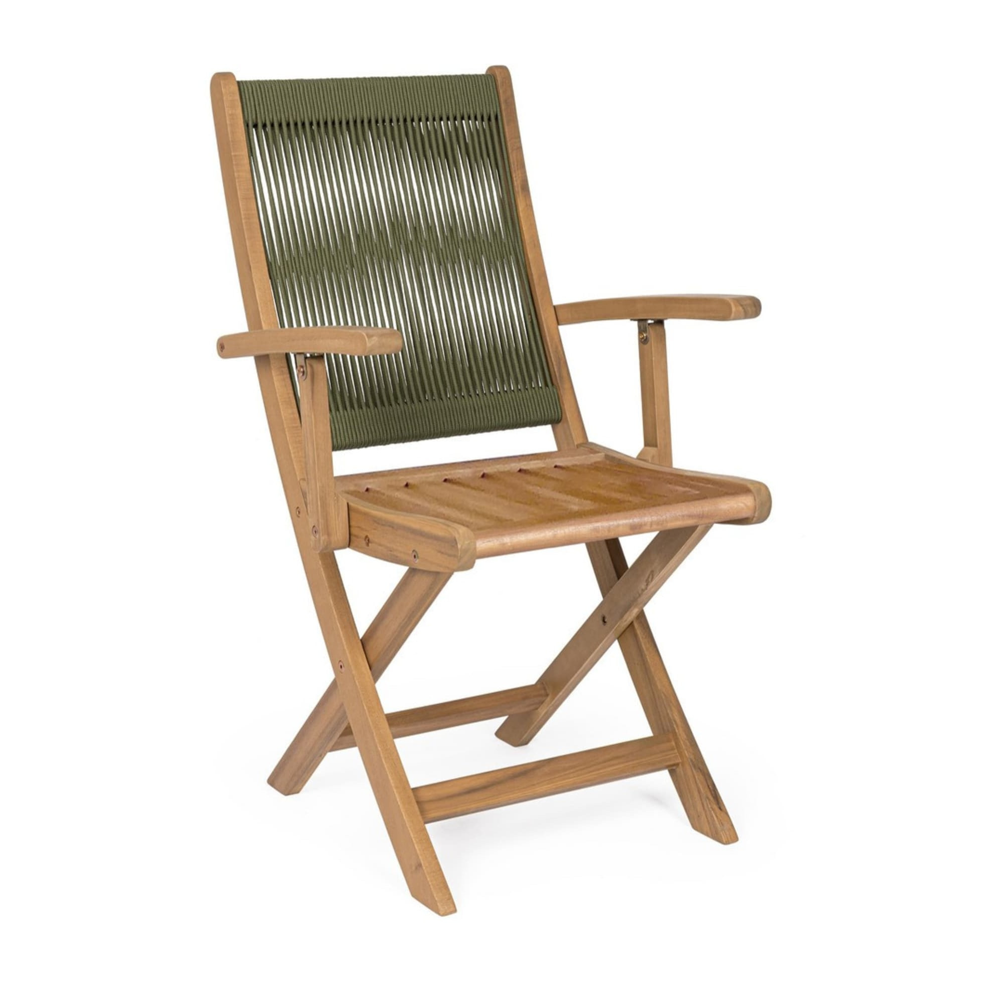Set di sedie pieghevoli MONSARAZ in legno di acacia e corda verde