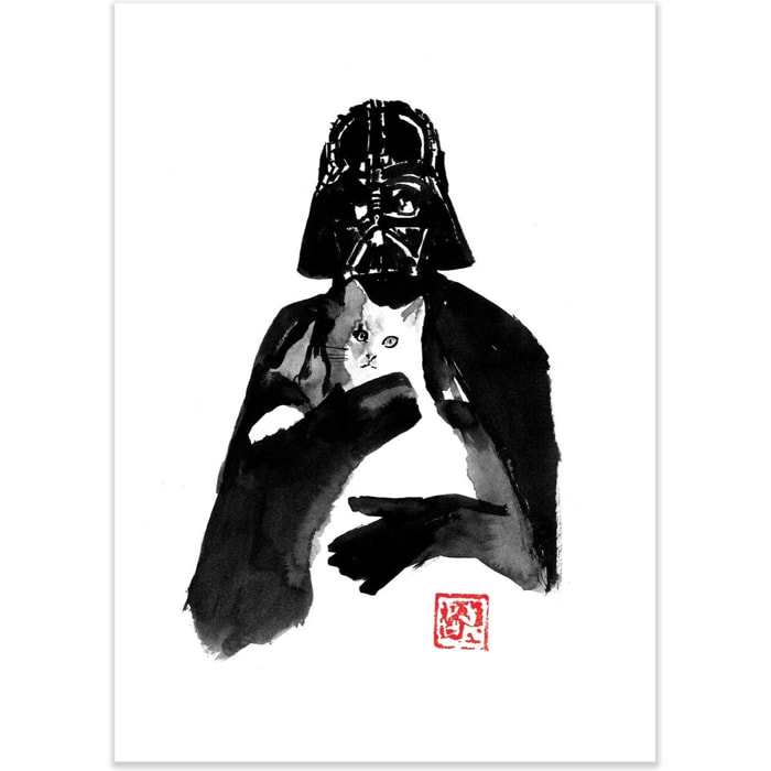 Affiche - Darth Vader and cat - Pechane Sumie