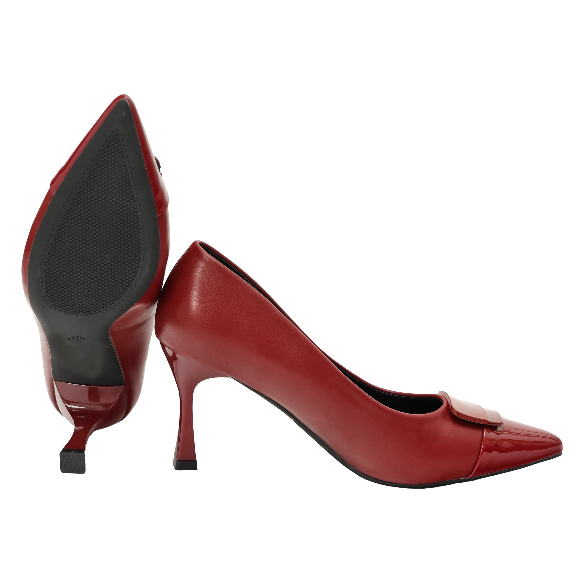 Decolletè in simil pelle con applicazione