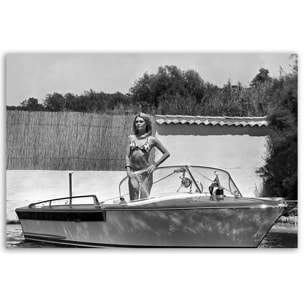 Tableau noir et blanc Brigitte Bardot à Ramatuelle Tableau alu Dibond