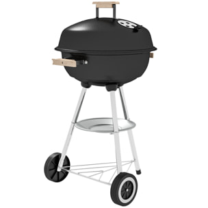 Barbecue à charbon dia. 46 cm couvercle étagère ouïes aération récupérateur cendres noir