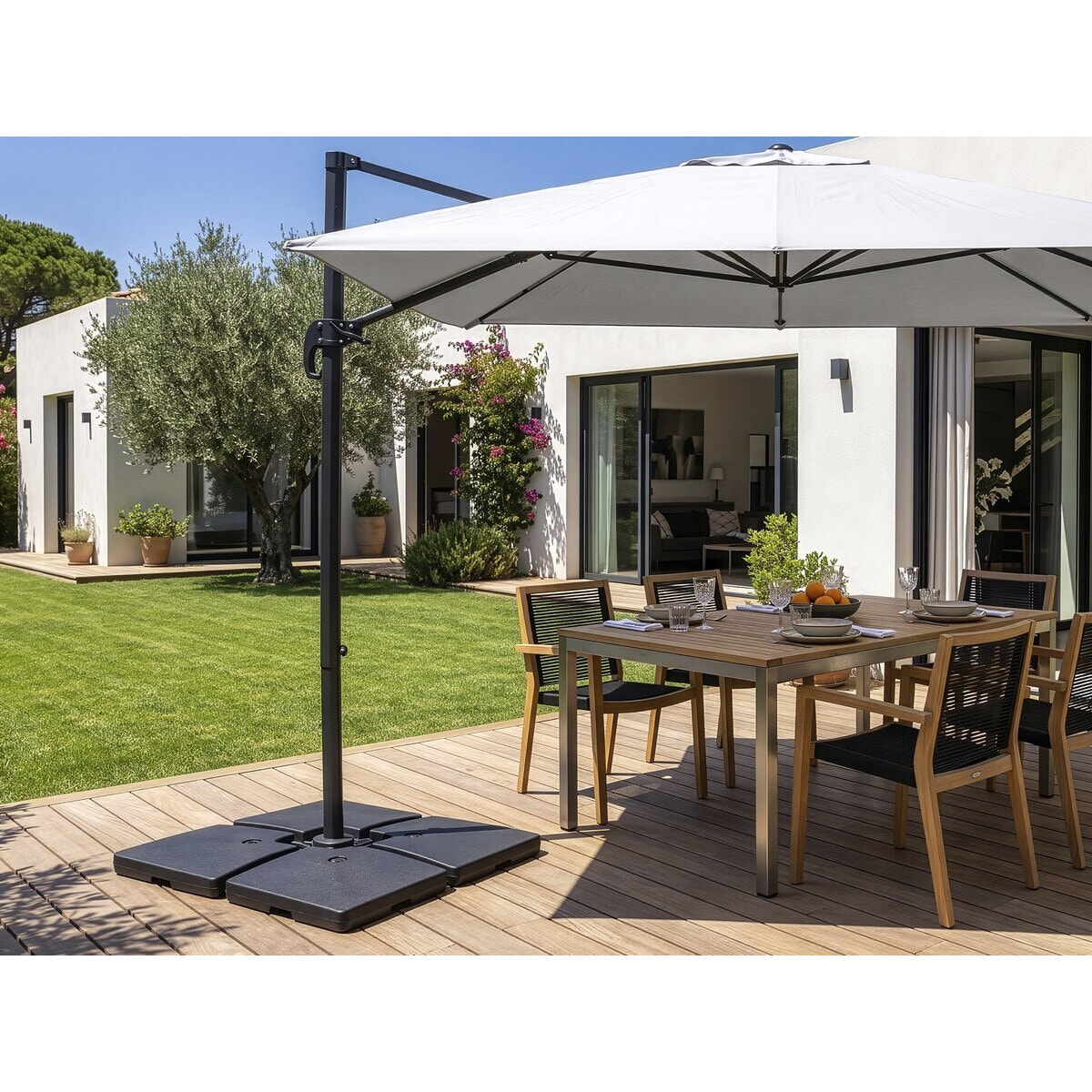 4 Dalles à lester pour gros parasol déporté - 4 x 3 - 104 KG - Noir