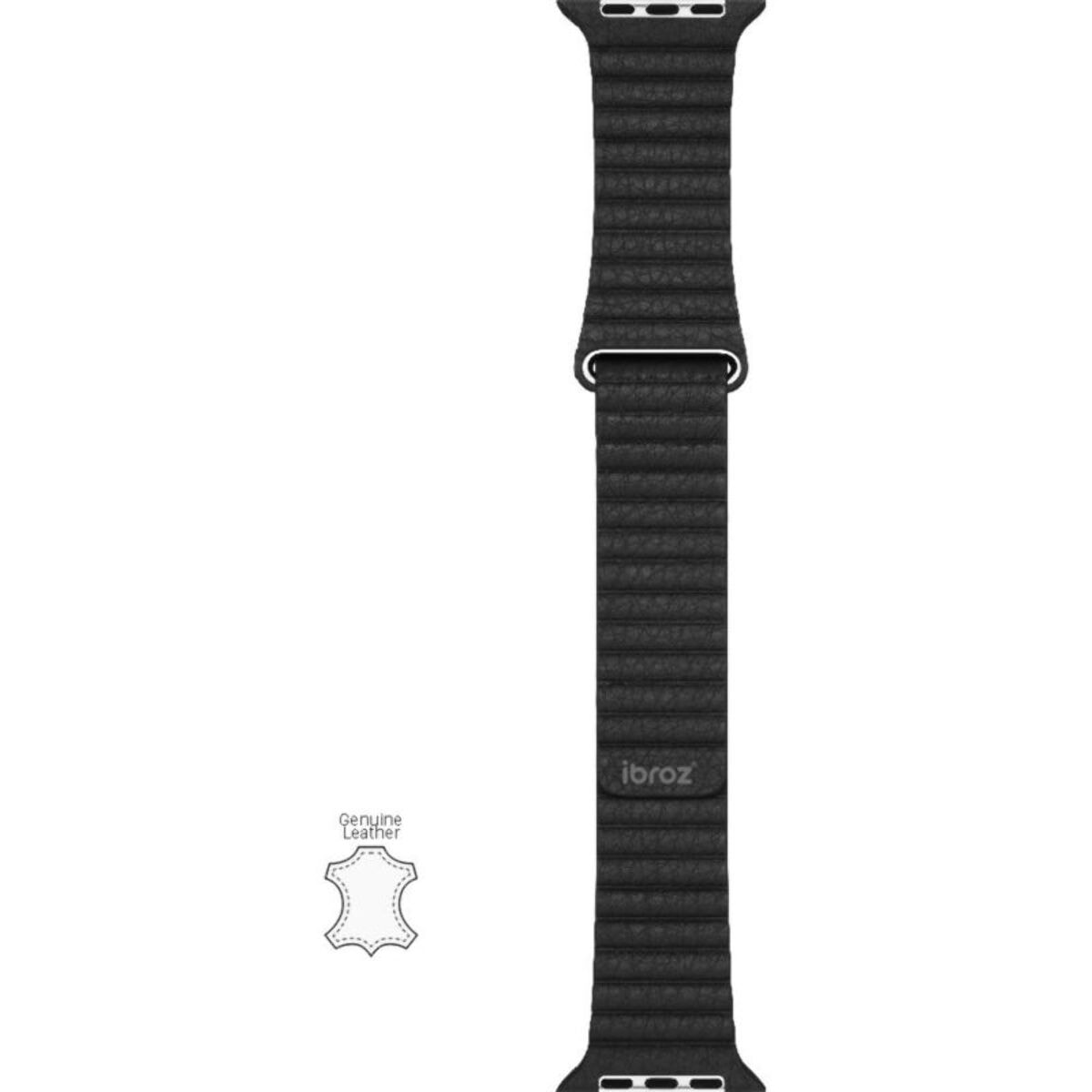 Bracelet IBROZ Apple Watch Cuir Loop 42/44/45mm noir