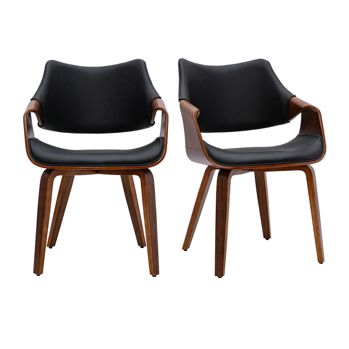 Chaises noires et bois foncé noyer (lot de 2) SEVAN