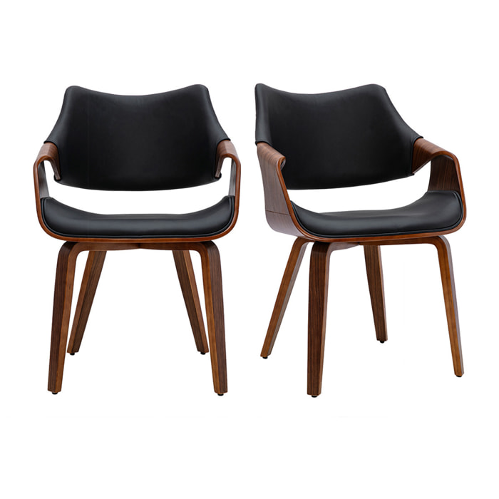 Chaises noires et bois foncé noyer (lot de 2) SEVAN