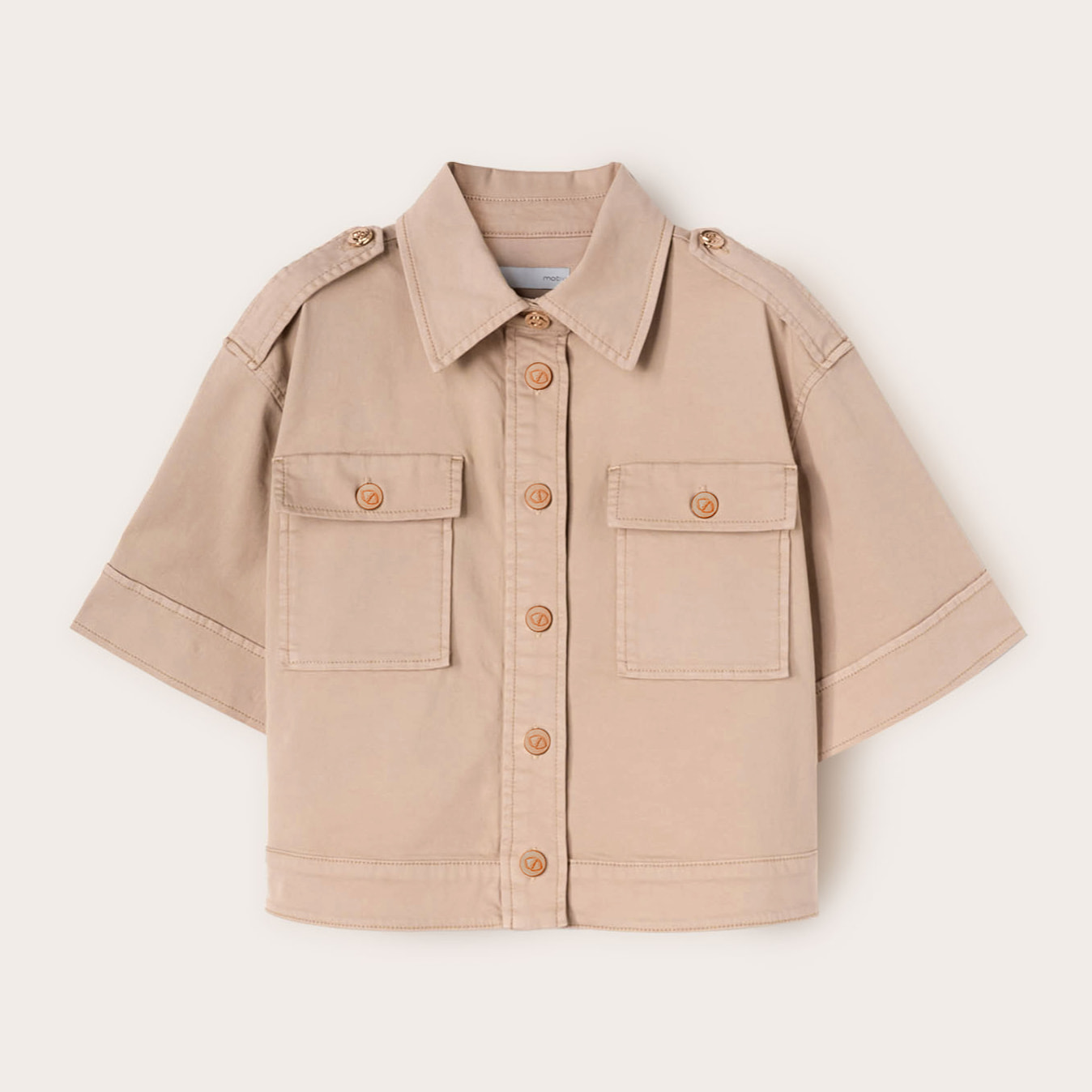 Motivi - Camisa de dril de algodón - Beige