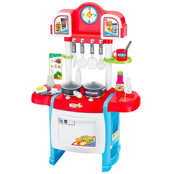 Cucina Giocattolo Per Bambini Con Luci E Suoni Realistici 18 Accessori Rubinetto Con Riciclo Dell'Acqua Set Cucina Educativo 3–8 Anni Blu E Bianco
