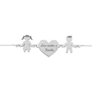 Bracciale Love Makes a Family Bimba-Cuore-Bimbo Argento