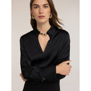 Motivi - Vestito chemisier con dettaglio gioiello - Nero