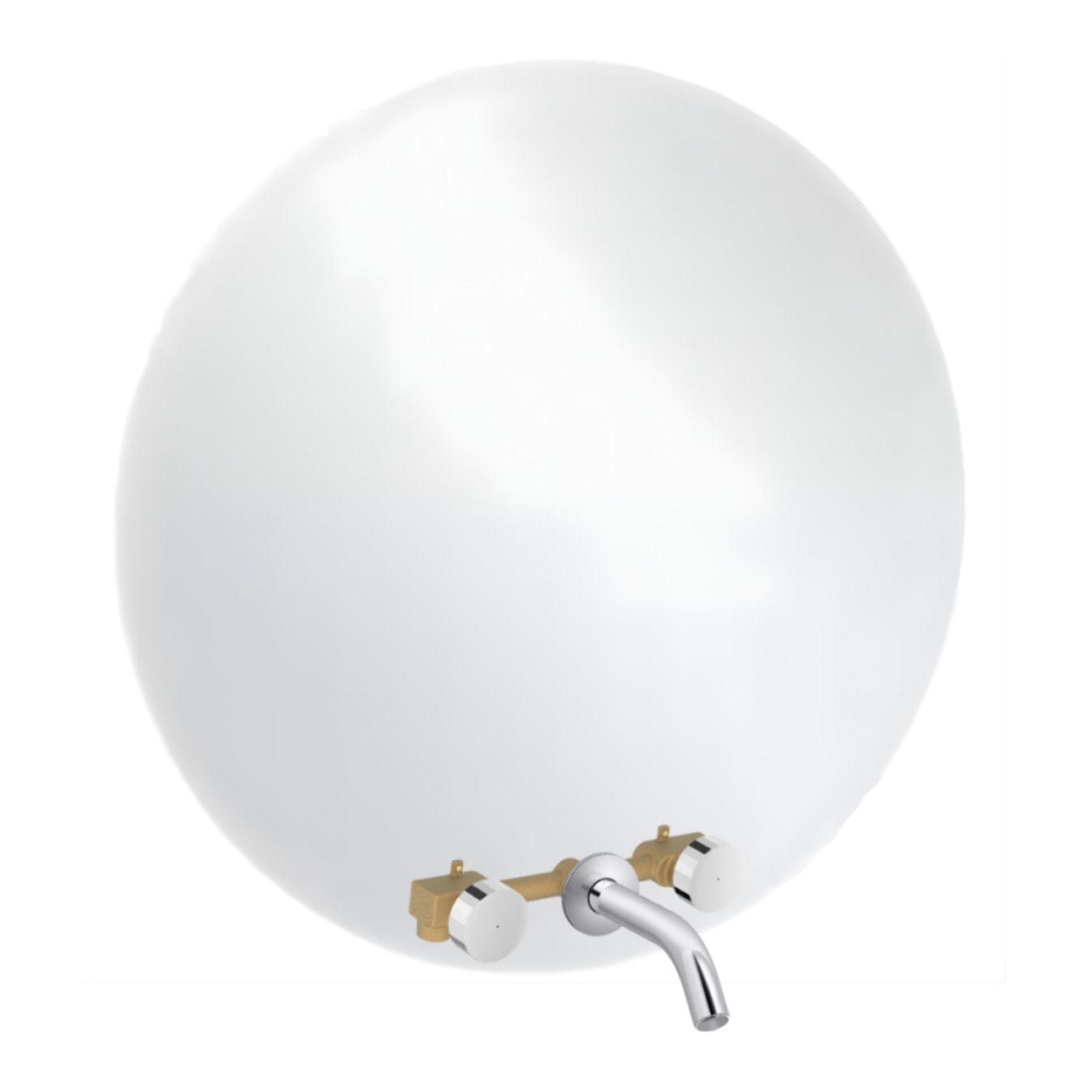 Miroir LED rond 3 trous + mitigeur lavabo encastré 3 trous Grands Boulevards chrome
