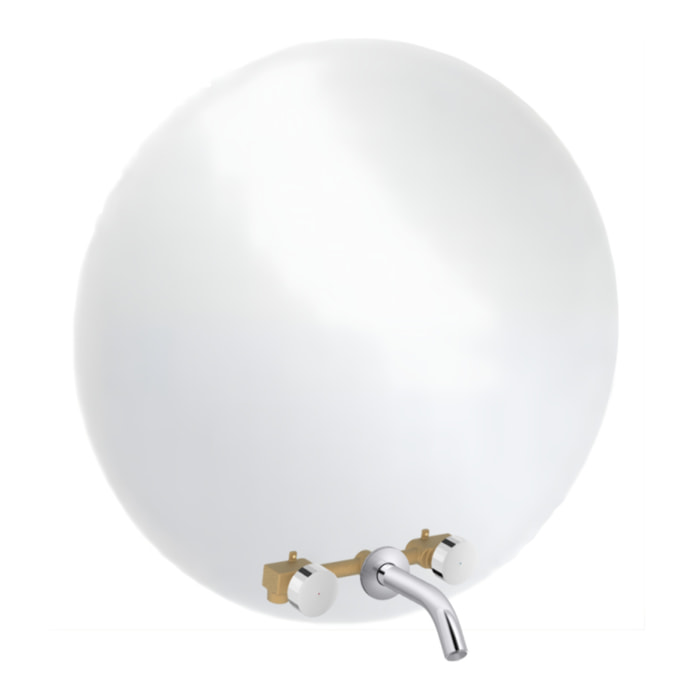Miroir LED rond 3 trous + mitigeur lavabo encastré 3 trous Grands Boulevards chrome