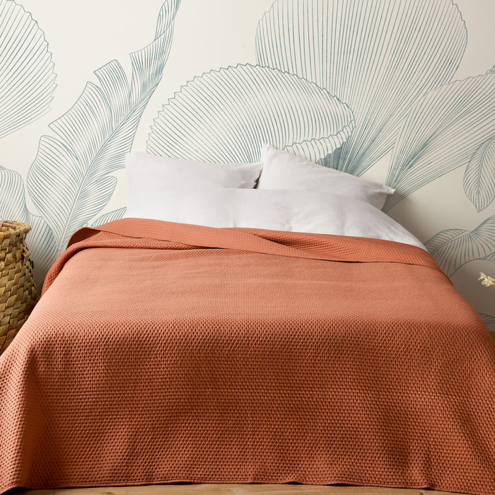 Jeté de lit matelassé léger motif capitonné - Terracotta