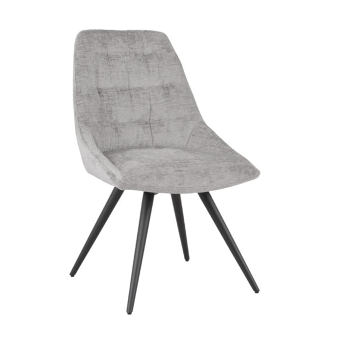Chaise rotative 180° en tissu doux et pieds en métal noir - TOINOU