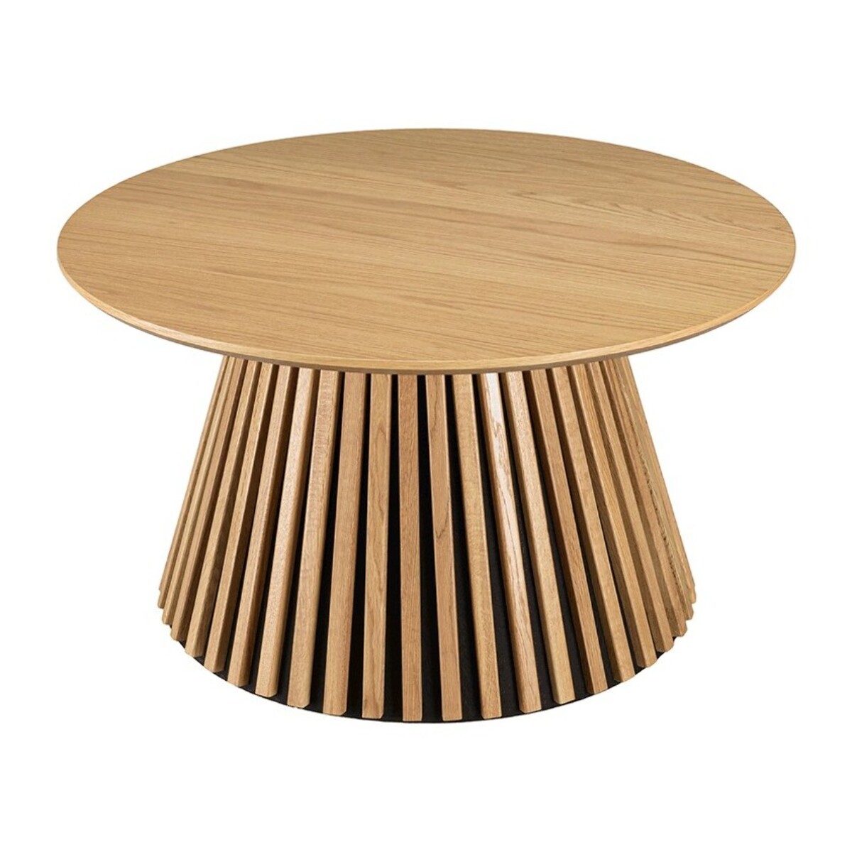 SYA - Table basse ronde D80 décor et chêne naturel pied à motif strié