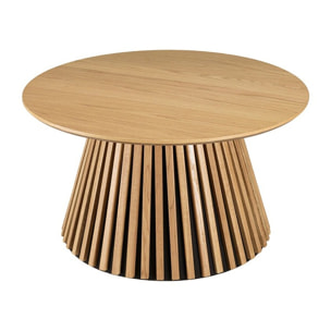 SYA - Table basse ronde D80 décor et chêne naturel pied à motif strié
