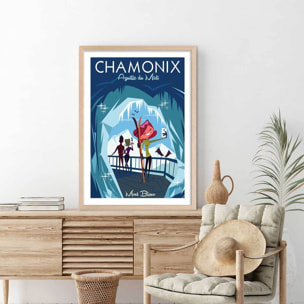Affiche l'Aiguille du Midi Affiche + cadre en bois - Chêne