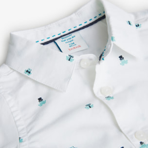 Camisa niño, popelÃ­n estampada, cuello camisero, mangas