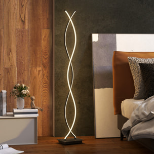 Lampadaire LED design spirales - forme galbée H. 140 cm - alliage alu. acrylique noir