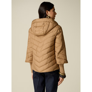 Oltre - Piumino con polsini a coste - Beige