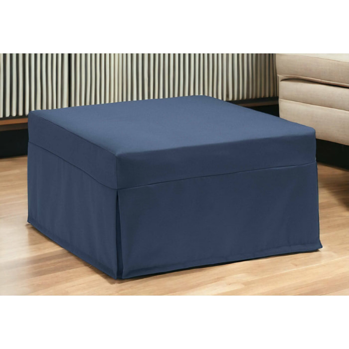 Letto pieghevole Abak, Pouf trasformabile in letto singolo, Pouf in tessuto da soggiorno, 100% Made in Italy, 80x80h45 cm, Blu