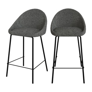 Lot de 2 chaises pour îlot central 65 cm en tissu bouclette gris - Misty