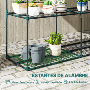 Soporte para Plantas de 3 Niveles para Interior y Exterior, Estantería para Plantas de Acero, Resistente y Estable, Estante para Macetas, Patio, Jardín, Balcón, Verde Oscuro