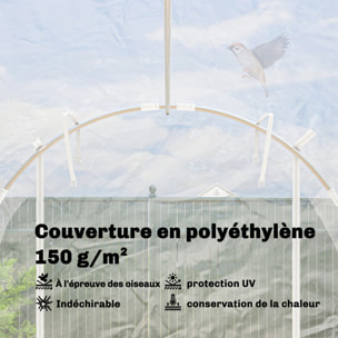 Serre tunnel de jardin 6 m² - 2 grandes portes enroulables - acier galvanisé bâche transparente