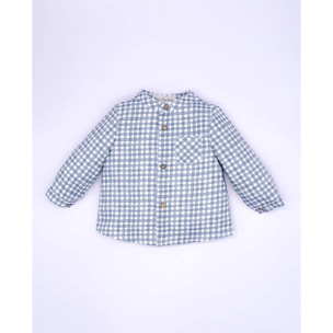 CAMISA CUELLO MAO VICHY ACUARELADO AZUL