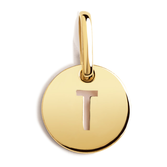 Charm Mini Medallion Letter Argento Placcato Oro