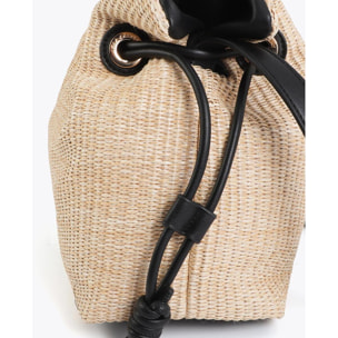 Porta caramelle con effetto rafia abbinato ad effetto pelle