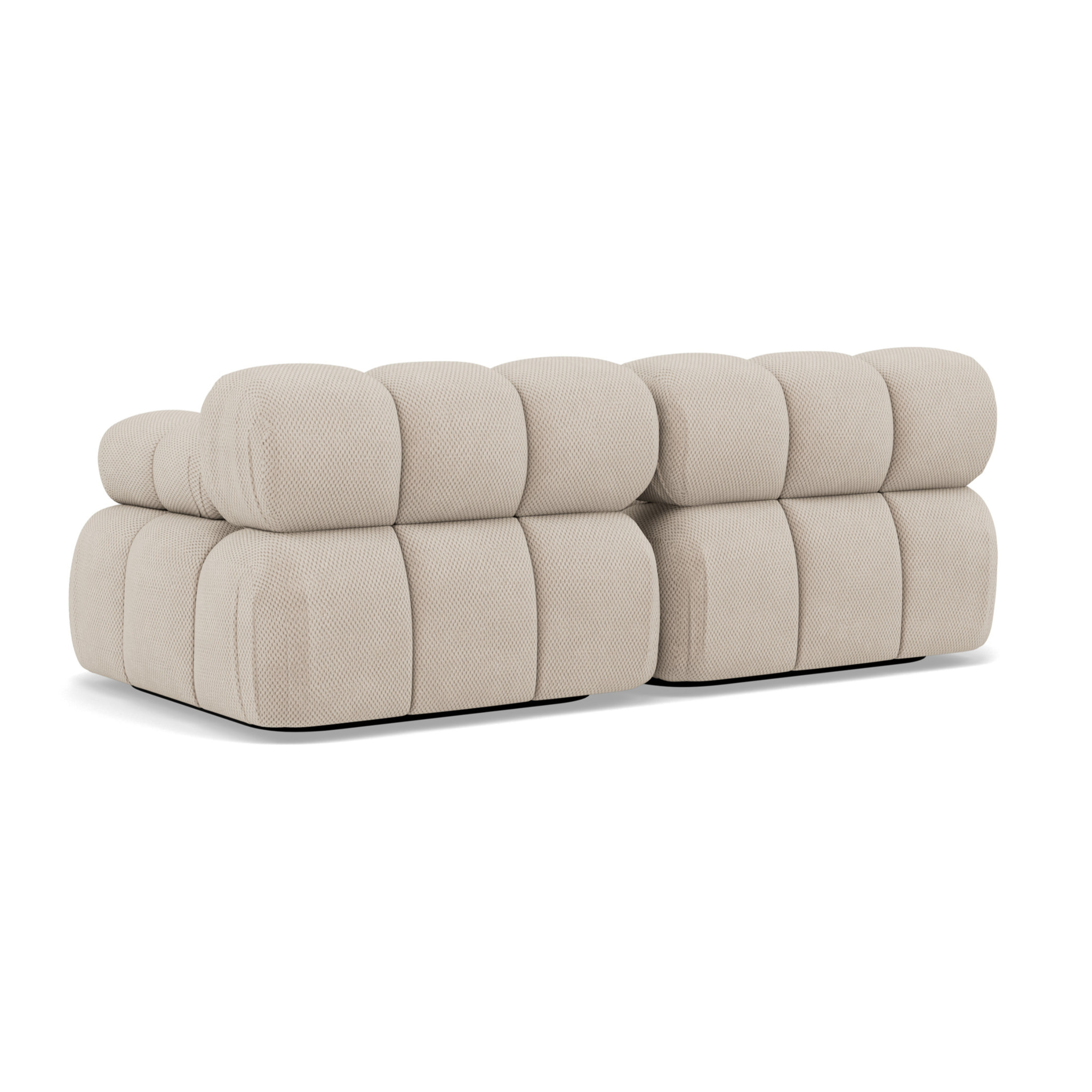 Ruby - canapé droit modulable 2 places en velours texturé - Beige