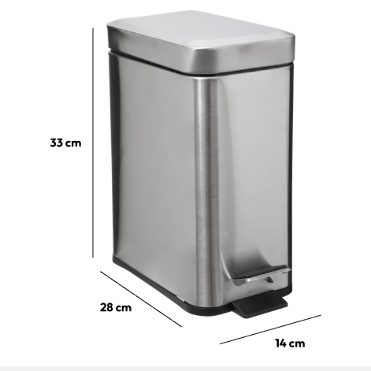 Poubelle rectangulaire soft close inox 5l