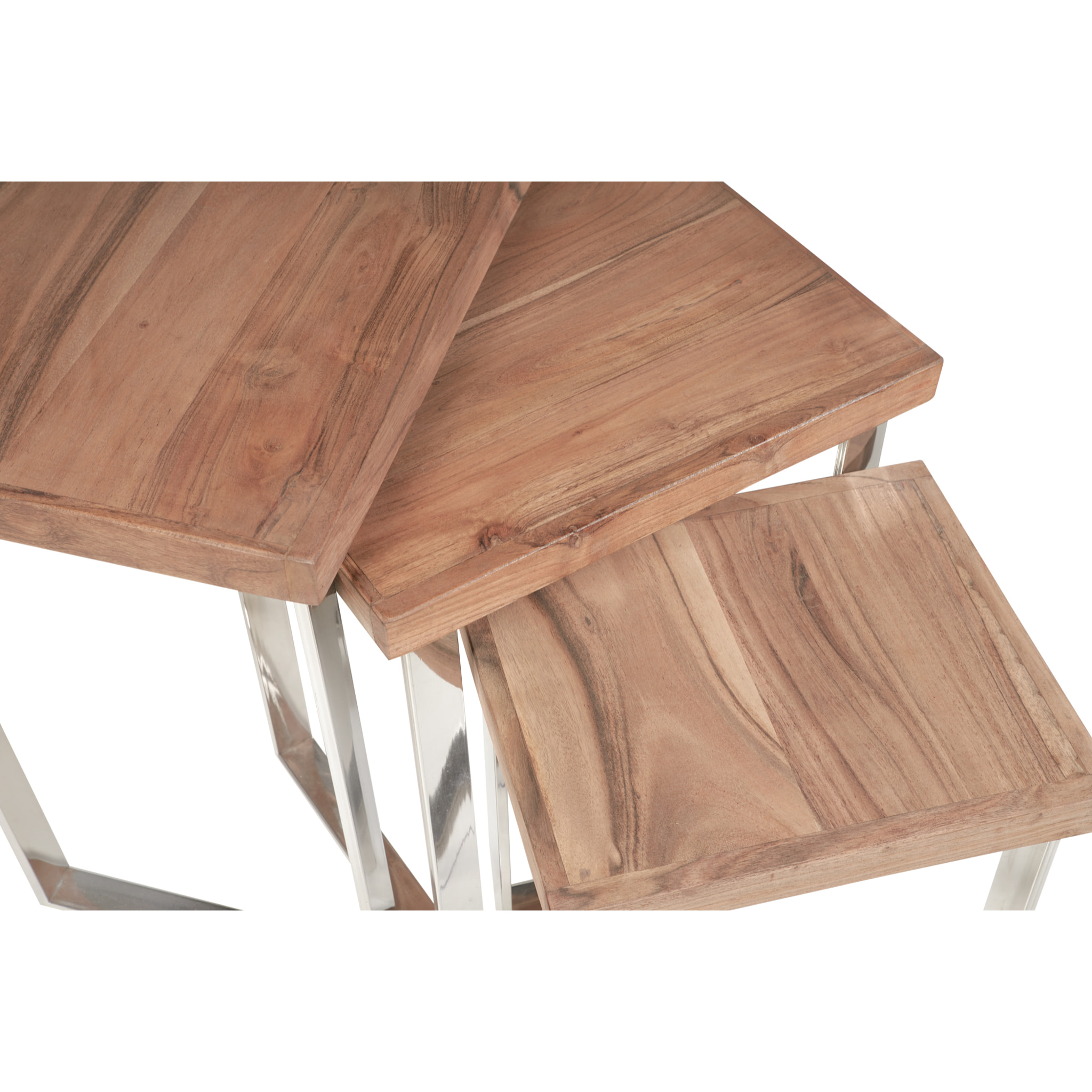 TAVOLINO BASSO IN LEGNO E METALLO - SET 1/3 - misure articoli inclusi: 58x37x60 cm / 45x37x53 cm / 31x37x38 cm