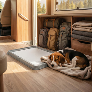 Inodoro para Perros Plegable, 86x62 cm, Bandeja Sanitaria para Perros para Entrenamiento, con 3 Almohadillas, Pies Antideslizantes y Fácil de Limpiar, Gris