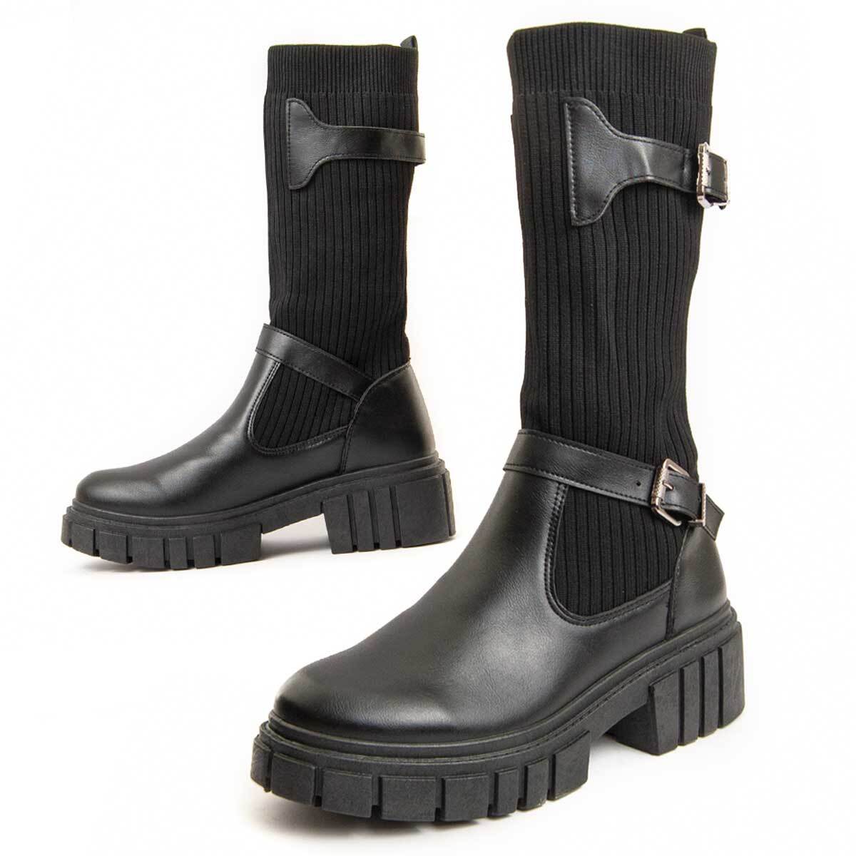 Bota De Plataforma - Negro - Altura: 5 Cm