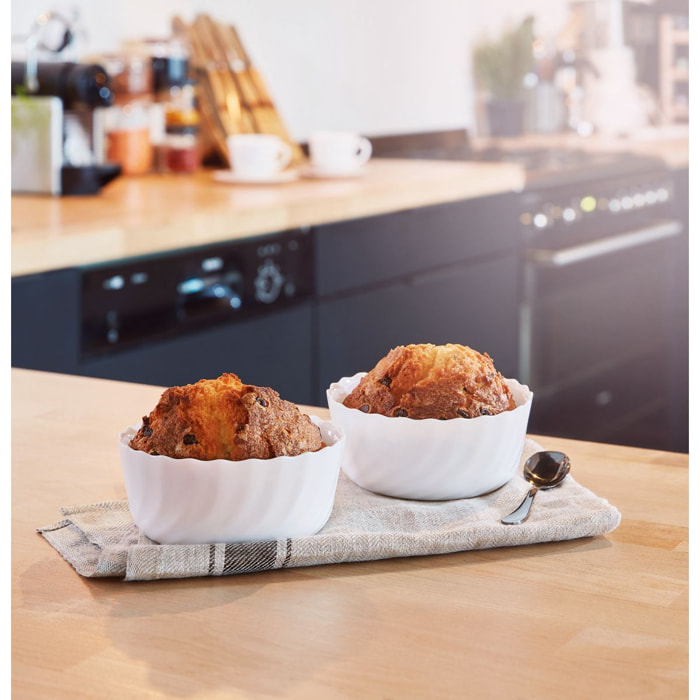 6 ramequins blancs 12cm Smart Cuisine Trianon 250°C - Luminarc - Opale culinaire extra léger et résistant