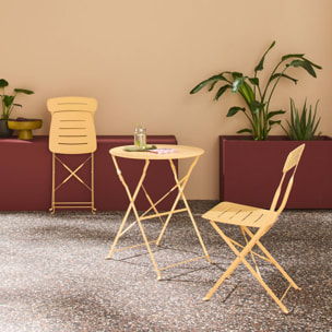 Table de jardin bistrot pliante ronde acier + 2 assises BALCONEA