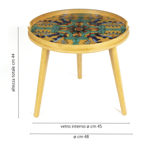 Tavolino Excelsa Trinacria in bambù e vetro 48x48x44 cm multicolore