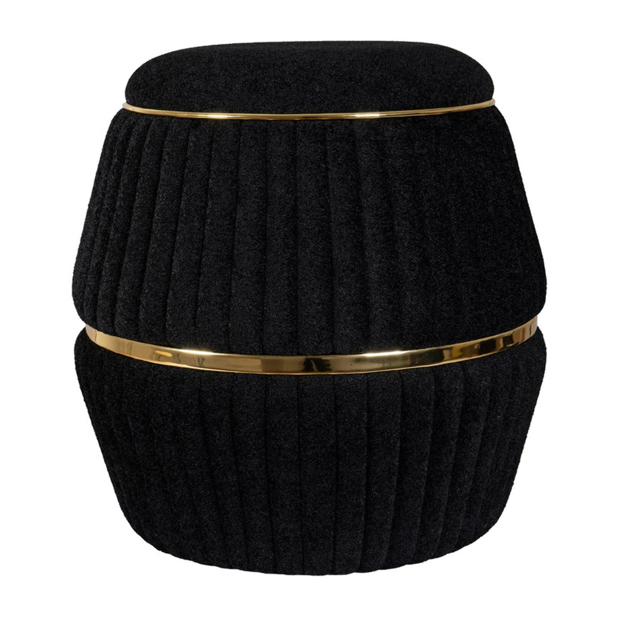 Pouf Doric 210 nero e oro con lavorazione a coste