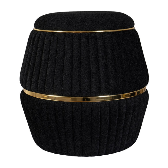 Pouf Doric 210 nero e oro con lavorazione a coste
