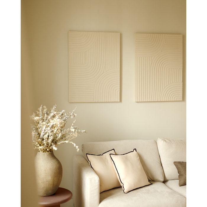 Cuadro blanco decorativo sobre algodón con bastidor de madera pintado artesanalmente con pintura al óleo de varias medidas