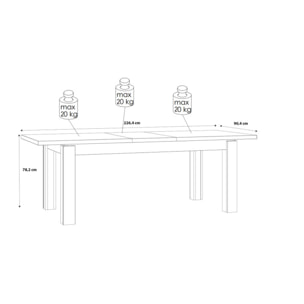 Table extensible 180/226cm en bois effet chêne & noir - FACTORY