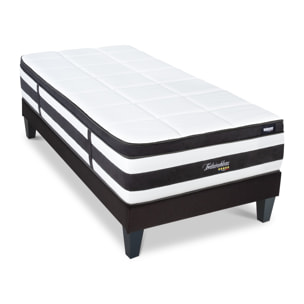 Ensemble 2 places Matelas Ressorts ensachés Fontainebleau avec sommier en bois